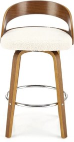 Scaun din lemn tapitat H110, crem/nuc, stofa bucle/otel, 47x43x84 cm