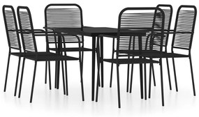 3099146 vidaXL Set de servit masa pentru grădină, 7 piese, negru