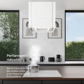 Klarstein Hota Velaire cu funcție de ridicare de 40 cm, Elegant, minimalist, puternic, CEE A++, 601 m³/h