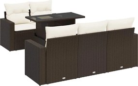 vidaXL Set canapele de grădină cu perne, 6 piese, maro, poliratan