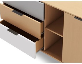 Comodă natural/gri/alb din lemn de pin 165x81 cm Elfa – Marckeric