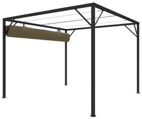 Pavilion gradina, acoperis retractabil gri taupe 3x3 m 180 g m   Gri taupe