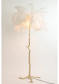 Lampadar alb/auriu cu abajur din pene (înălțime 180 cm) Feather – Light &amp; Living