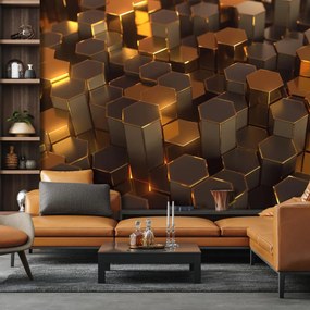 Fototapet - Hexagoane de bronz (147x102 cm)