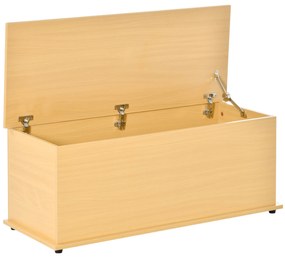 HOMCOM Cufăr de depozitare din lemn, taburet pentru depozitare cu capac pentru dormitor și sufragerie, sarcină max. 120 kg, 100x40x40 cm Natural | Aosom Romania