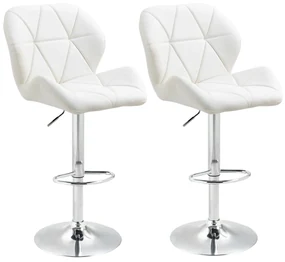 HOMCOM Scaun Bar Reglabil Pivotante si Antiderapant, Scaun bar Modern,Sarcina Maxima 120 kg,Elegante și Confortabile,Albe | Aosom Romania