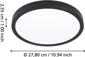 Eglo 901373 - LED RGBW, plafonieră reglabilă cu sticlă fumurie FUEVA-Z LED/14,3W/230V 27,8cm IP44 negru