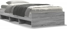 vidaXL Cadru de pat, gri sonoma, 90x190 cm, lemn prelucrat