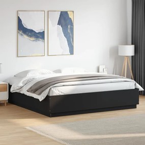vidaXL Cadru de pat, negru, 200x200 cm, lemn prelucrat