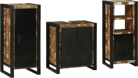 vidaXL Set de mobilier pentru baie cu raft 3 pcs Lemn recuperat masiv