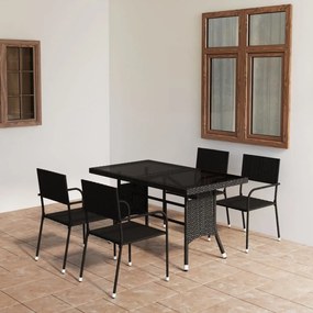 3059444 vidaXL Set mobilier pentru grădină, 5 piese, negru, poliratan