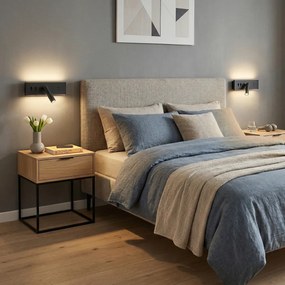 Set de 2 Aplice Moderne Negre Reglabile cu USB-C incl. LED - Modric