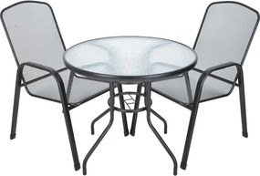 Masă de grădină ZWMT Ø 80 cm metal cu blat din sticlă