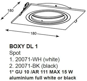 Spot incastrabil, directionabil BOXY DL 1, alb 20071-WH ZL