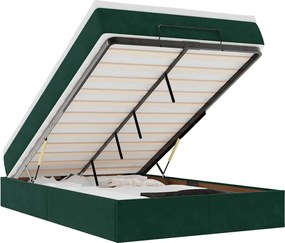 vidaXL Cadru de pat otoman cu saltea verde închis 120x200cm catifea