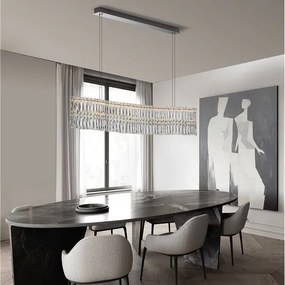 Lustra suspendata LED crom, cristale sticla NUVIA 120cm