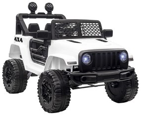 HOMCOM Masina Electrica pentru Copii Jeep Off-Road cu Telecomanda, 2 Viteze 3-5km/h, 100x65x72 cm, Alb | Aosom Romania