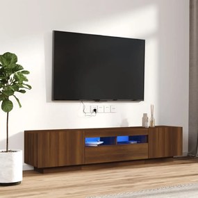 vidaXL Set dulapuri TV cu LED, 2 piese, stejar maro, lemn prelucrat