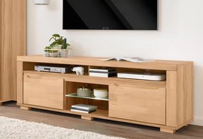 Comodă TV ~Woodsfera~ aspect modern, lemn natur, 160 cm lățime