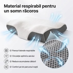 Perna cervicala ortopedica CERVI-SAN Prim memory foam, 9/3 cm, husa Tencel