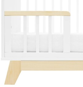 New Baby Crib Marcus cu barieră, alb/natural