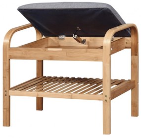 Banca ST12 cu spatiu pentru panfofi gri/natur L60 cm
