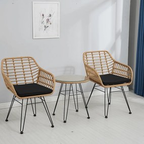 Set de 3 piese de grădină, natural / negru, VALIN