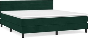 vidaXL Pat box spring cu saltea, verde închis, 180x200 cm, catifea