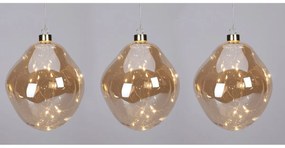 Set de ornamente LED de Crăciun Organic ball 3buc, auriu