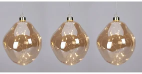 Set de ornamente LED de Crăciun Organic ball 3buc, auriu
