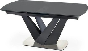 Masa extensibila din sticla/otel PATRIZIO, negru, 160/200x90x77 cm