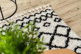 Covor PROMO Berber Safi N9040 albsi negru Franjuri shaggy pletos