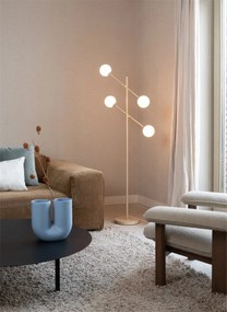 Lampadar cu 4 globuri sticla si metal bej Copenhagen