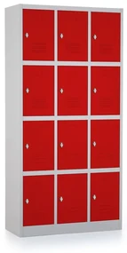Dulap metalic - 12 cutii, 90 x 40 x 185 cm, roșu - ral 3000
