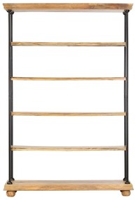 286267 vidaXL Bibliotecă cu 5 rafturi 120x35x180 cm, lemn masiv mango și oțel