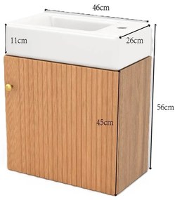 Mobilă de baie cu lavoar și dulap sub lavoar, Culoare naturală | Aosom Romania