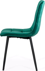 Scaun living din catifea cu cadru negru BUC 211 verde