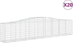 vidaXL Coșuri gabion arcuite 20 buc, 400x50x80/100 cm, fier galvanizat