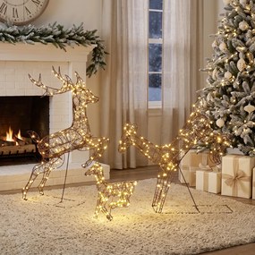 Outsunny Set 3 reni luminoși de Crăciun pentru exterior, 120 cm, 200 LED-uri alb cald, 8 moduri de iluminare, timer, maro | Aosom Romania