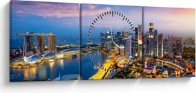 Tablou - Singapore, Asia (cu ceas) (90x30 cm)