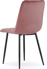 Roz scaun bucatarie LAVA din catifea cu picioare negre