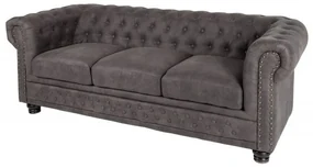 Canapea clasica stil englezesc Chesterfield II 3 locuri, vintage gri taupe