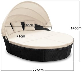 Deuba Pat de gradina din ratan LAZY BIG - negru 230 cm