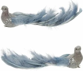 Păun albastru cu clips, 25 x 8 x 6 cm, set 4 buc.