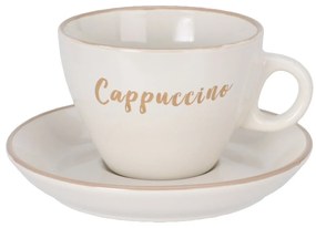Set of 4 stoneware cups with saucers Cappuccino220 ml, mix of colours