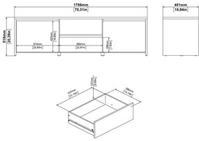 Comodă TV albă-în culoare naturală cu aspect de lemn de stejar 179x52x48 cm Next – Tvilum