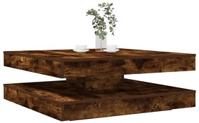 vidaXL Măsuță cafea rotativă 360 grade, stejar fumuriu 90x90x34,5 cm
