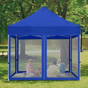 ABCCANOPY – Cort pavilion pliabil 3x3 m, cu pereți Mesh anti-insecte, înălțime reglabilă (3 trepte), impermeabil, protecție UV, Albastru,