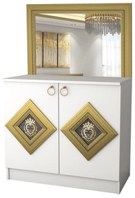 Comoda Deluxe cu oglinda, culoare alb / gri, 90 x 46 x 80 cm