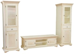 Set Living Kassia, Lemn Masiv, Alb Patinat 130cm x 45cm x 51cm